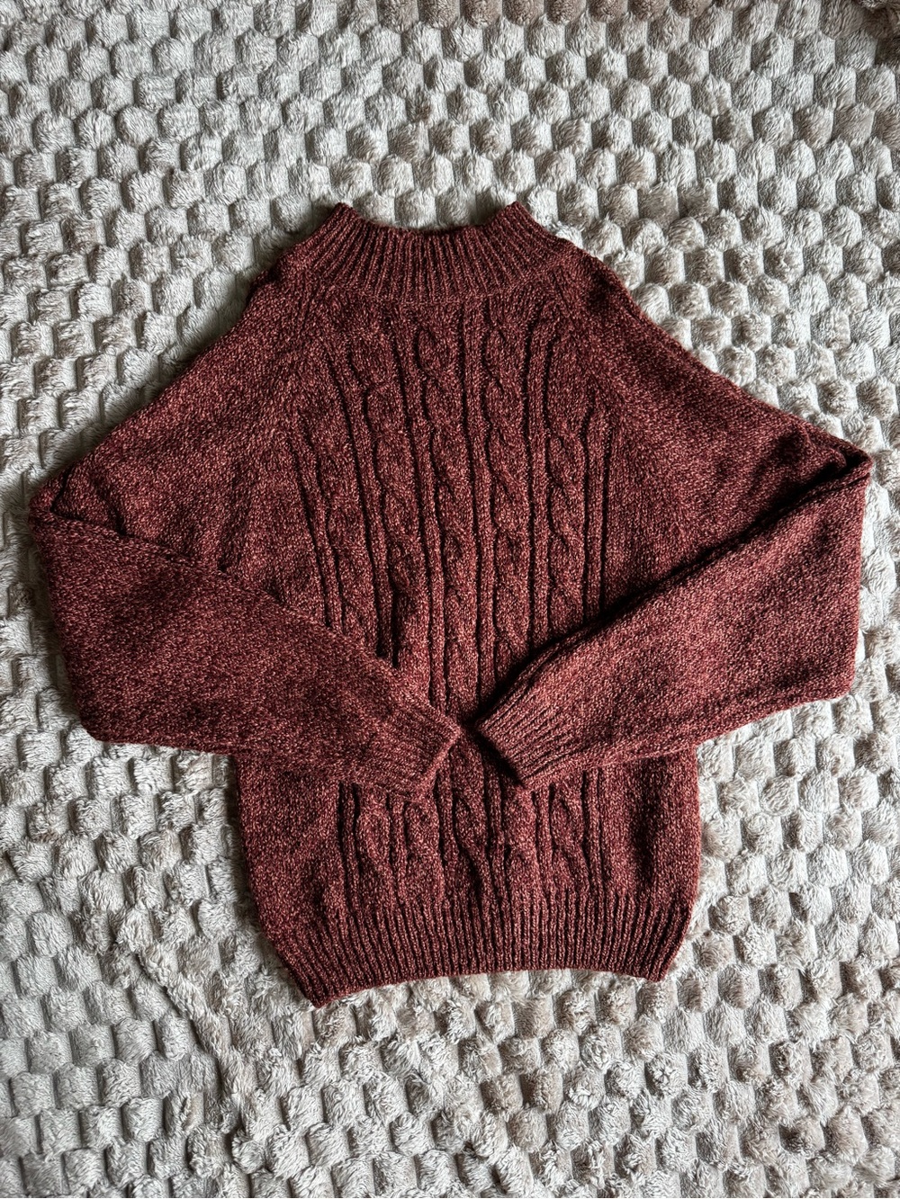 Partners Mervyn Mock Neck Cozy Cable-Knit Sweater in Rust Size Medium